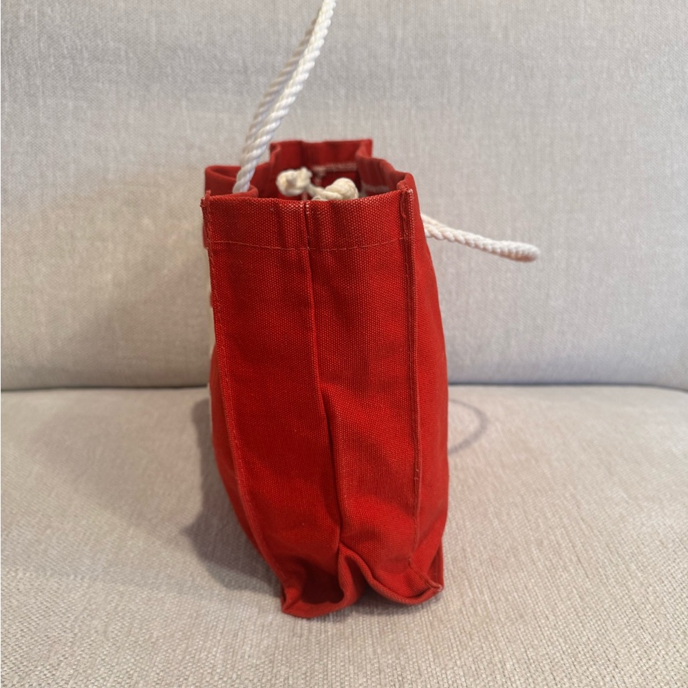 Red Canvas Anchor Nautical Mini Tote with Ropelike handles - Picture 4 of 8